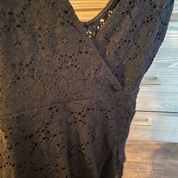 [you are not alone] cross over v neck lack mini dress #2 - Picture 2 of 5